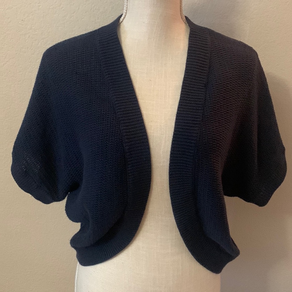 Ann Taylor navy shrug shirt sleeve
